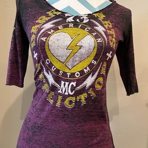 Affliction American Customs graphic shirt, Women’s size S, purple